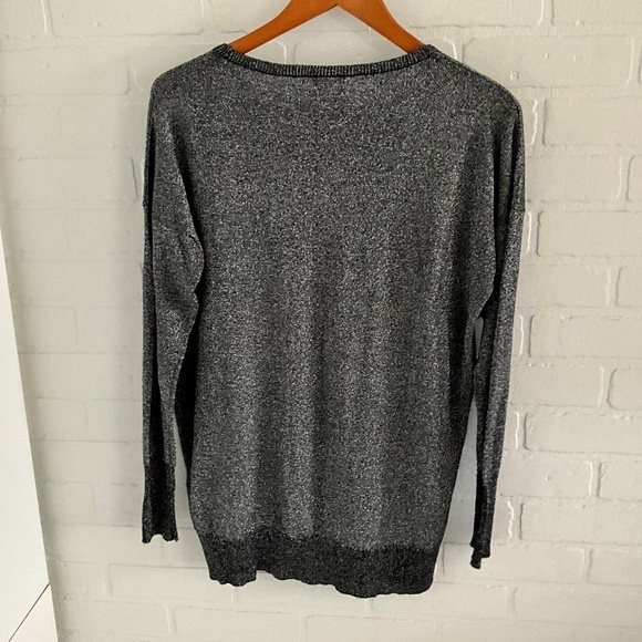 Must have Knit sweater Black/silver Lurex shimmery Liquid Whimsicoth M - Picture 5 of 12